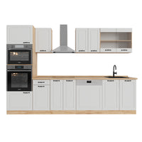 Vicco Cucina componibile Casa di campagna bianca/quercia dorata 300 cm con armadio alto, PL Rovere