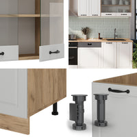 Vicco Cucina componibile Casa di campagna bianca/quercia dorata 300 cm , PL Antracite