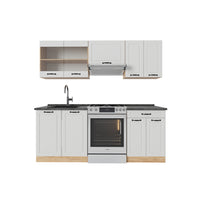 Vicco Cucina componibile Casa di campagna bianca/quercia dorata 200 cm , PL Antracite