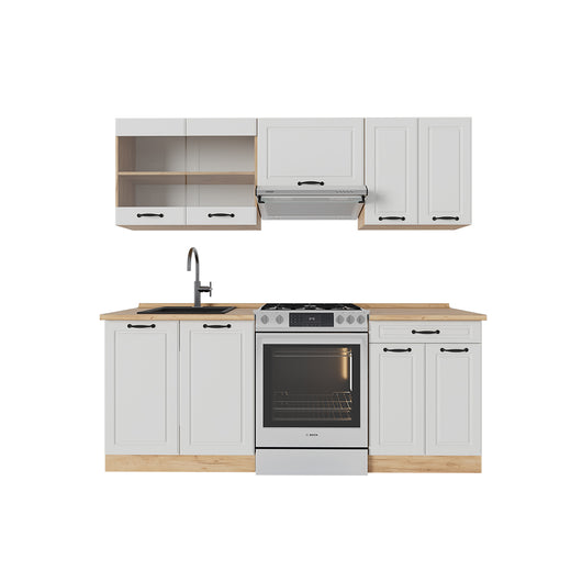 Vicco Cucina componibile Casa di campagna bianca/quercia dorata 200 cm , PL Rovere