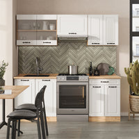 Vicco Cucina componibile Casa di campagna bianca/quercia dorata 200 cm , PL Rovere