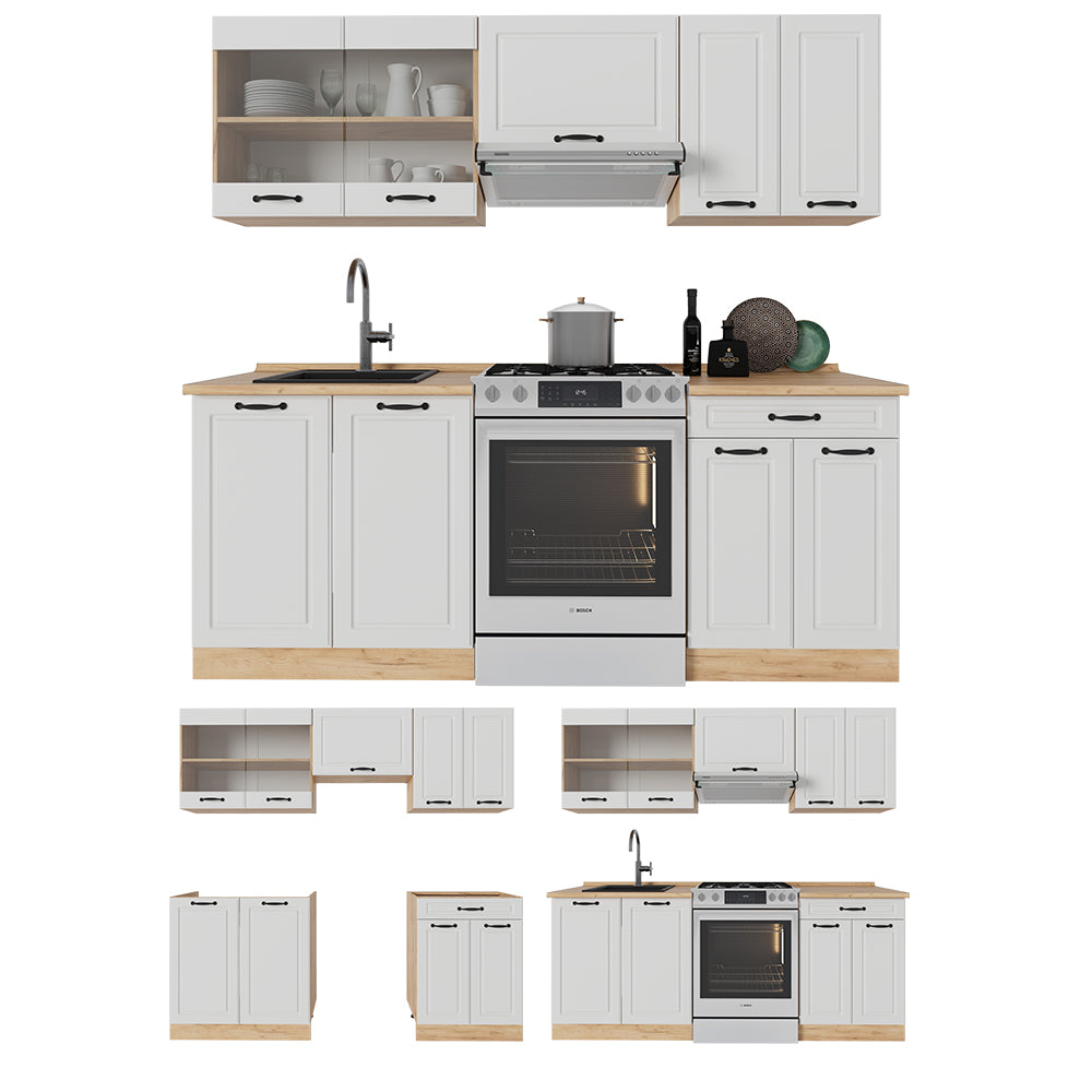 Vicco Cucina componibile Casa di campagna bianca/quercia dorata 200 cm , PL Rovere