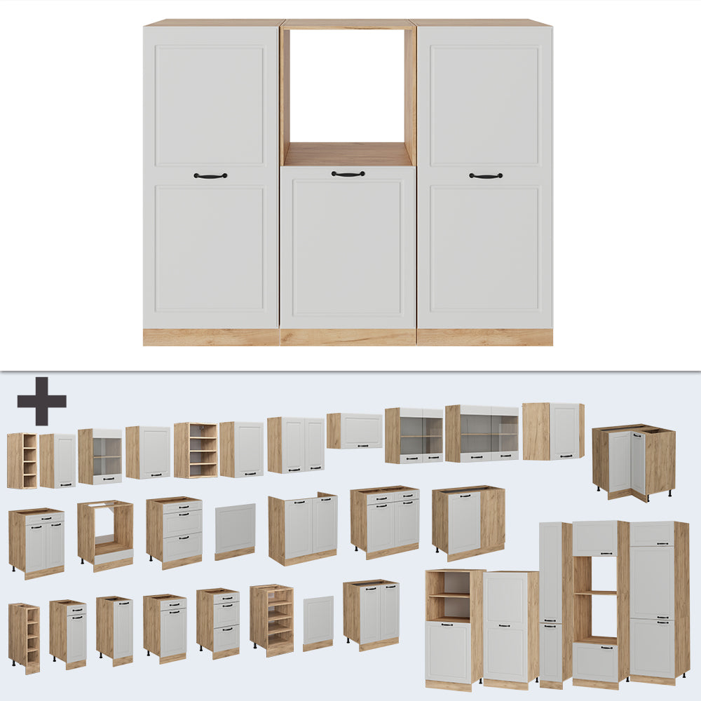 Vicco Cucine componibili piccole Casa di campagna bianca/quercia dorata 180 cm senza piano di lavoro