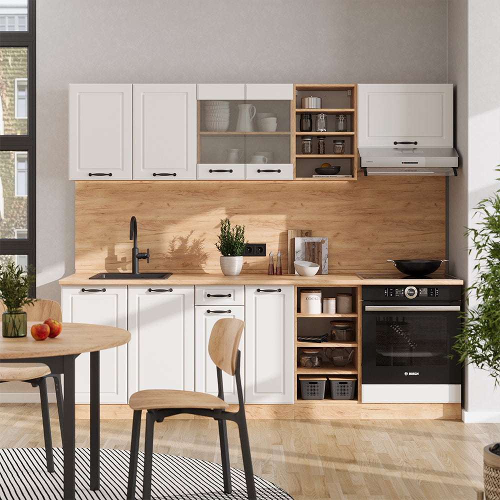 Vicco Cucina componibile Casa di campagna bianca/quercia dorata 240 cm , PL Rovere