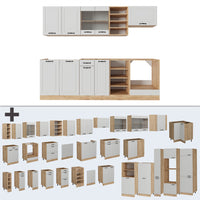 Vicco Cucina componibile Casa di campagna bianca/quercia dorata 240 cm , PL Marmo