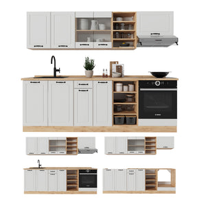 Vicco Cucina componibile Casa di campagna bianca/quercia dorata 240 cm senza piano di lavoro