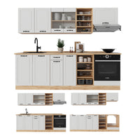 Vicco Cucina componibile Casa di campagna bianca/quercia dorata 240 cm , PL Rovere