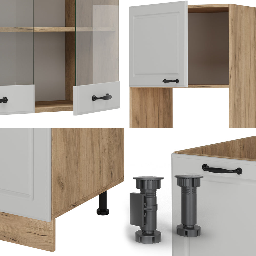 Vicco Cucina angolare completa Casa di campagna bianca/quercia dorata 237 x 247 cm , PL Rovere