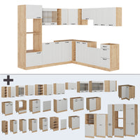 Vicco Cucina angolare completa Casa di campagna bianca/quercia dorata 237 x 247 cm , PL Marmo
