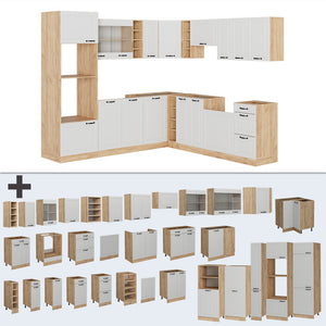 Vicco Cucina angolare completa Casa di campagna bianca/quercia dorata 237 x 247 cm , PL Antracite