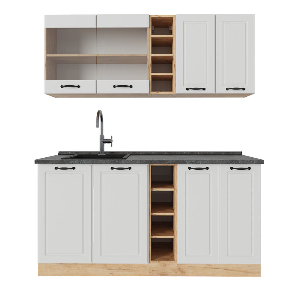 Vicco Cucina completa Casa di campagna bianca/quercia dorata 160 cm , PL Antracite