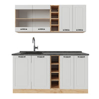 Vicco Cucina completa Casa di campagna bianca/quercia dorata 160 cm , PL Antracite