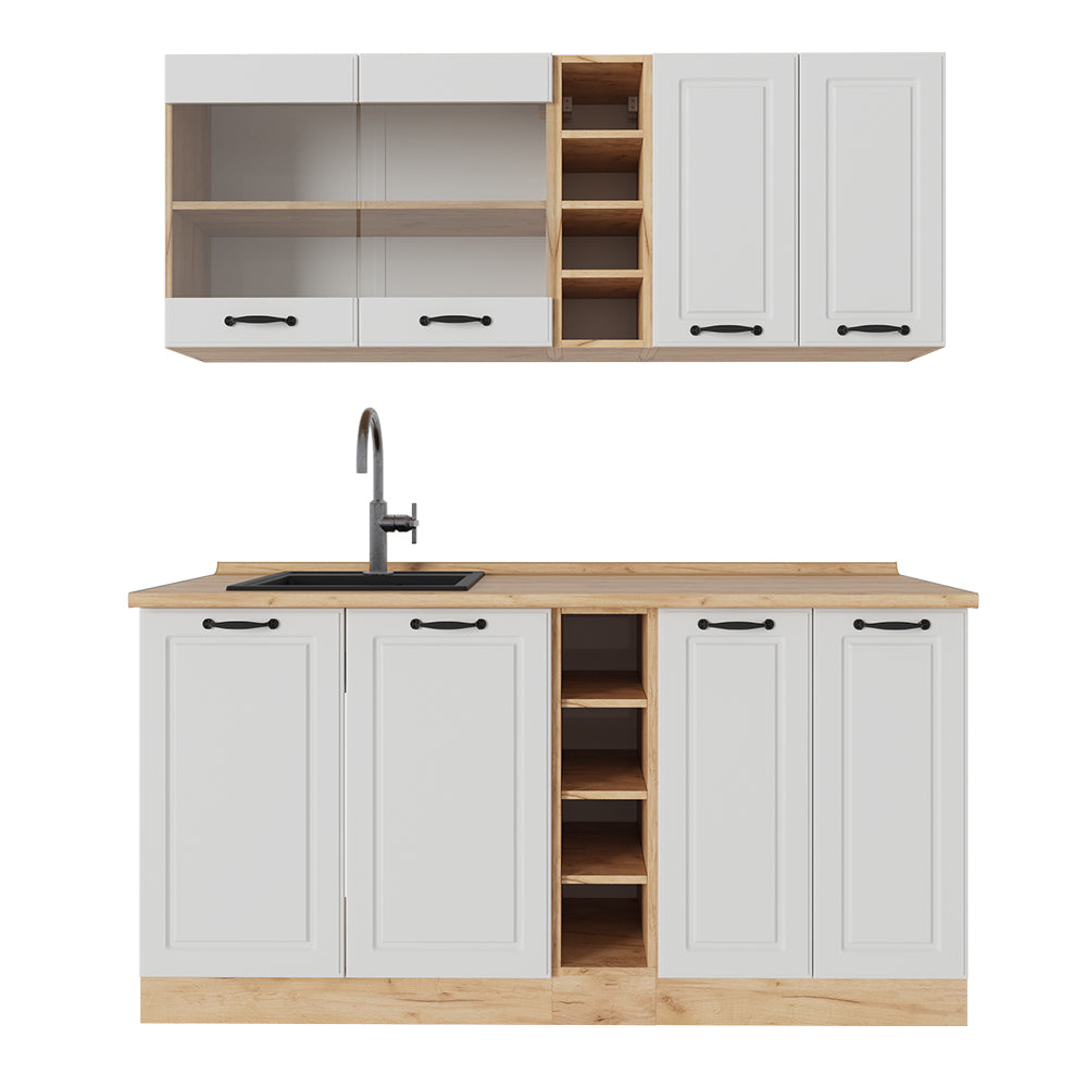 Vicco Cucina completa Casa di campagna bianca/quercia dorata 160 cm senza piano di lavoro