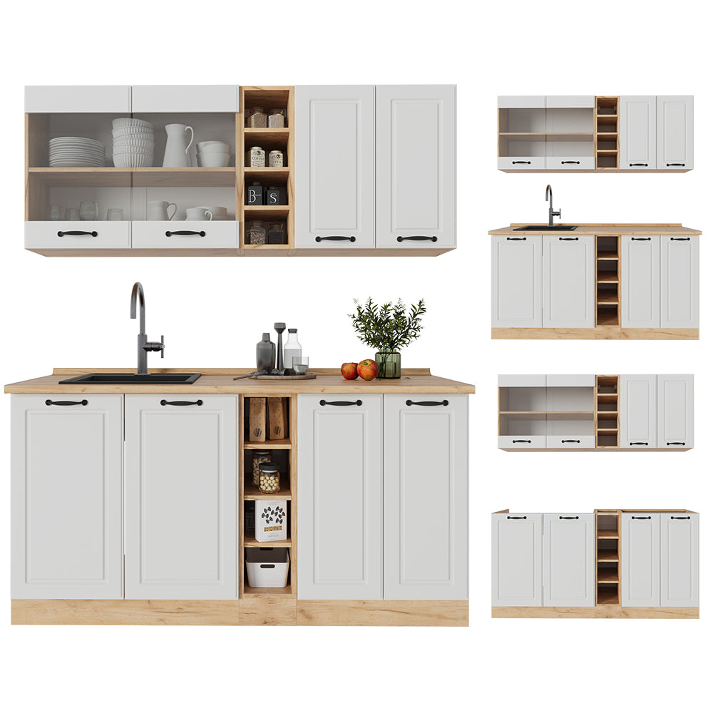 Vicco Cucina completa Casa di campagna bianca/quercia dorata 160 cm , PL Antracite