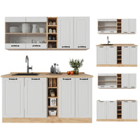 Vicco Cucina completa Casa di campagna bianca/quercia dorata 160 cm senza piano di lavoro