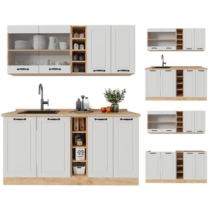 Vicco Cucina completa Casa di campagna bianca/quercia dorata 160 cm senza piano di lavoro