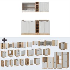 Vicco Cucina completa Casa di campagna bianca/quercia dorata 160 cm , PL Antracite