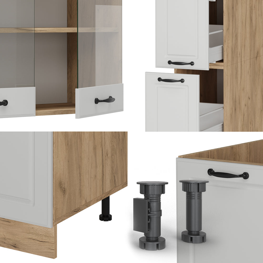 Vicco Cucina completa Casa di campagna bianca/quercia dorata 350 cm , PL Marmo