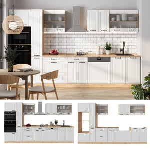 Vicco Cucina completa  Casa di campagna bianca/quercia dorata 350 cm , PL Antracite