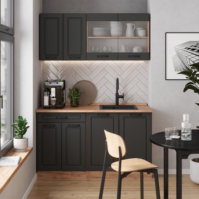 Vicco Mobile cucina sottotetto Antracite Country House/oro Kraft Oak 60 cm con 2 cassetti