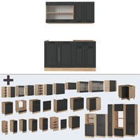 Vicco Cucina monoblocco Antracite casa di campagna/rovere dorato 140 cm , PL Rovere