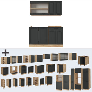 Vicco Cucina completa Antracite casa di campagna/rovere dorato 140 cm senza piano di lavoro
