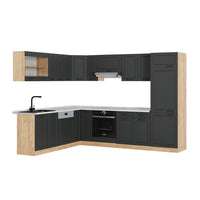 Vicco Cucina angolare completa Antracite casa di campagna/rovere dorato 227 x 287 cm , PL Marmo