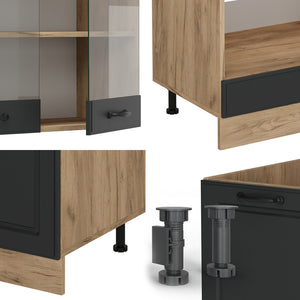 Vicco Cucina angolare completa Antracite casa di campagna/rovere dorato 227 x 287 cm , PL Marmo