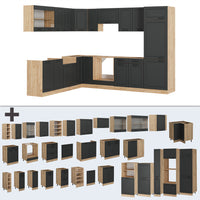 Vicco Cucina angolare completa Antracite casa di campagna/rovere dorato 227 x 287 cm , PL Marmo