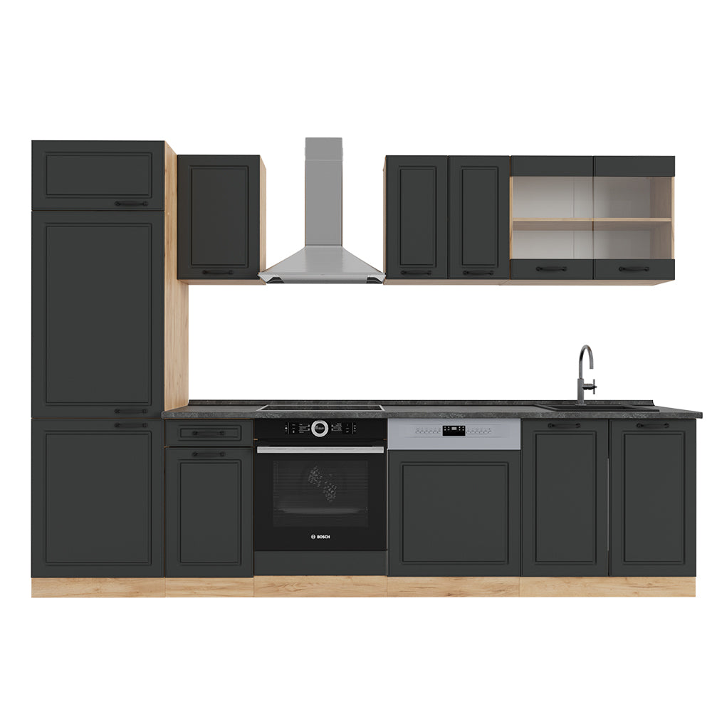 Vicco Cucina componibile Antracite casa di campagna/rovere dorato 300 cm , PL Antracite