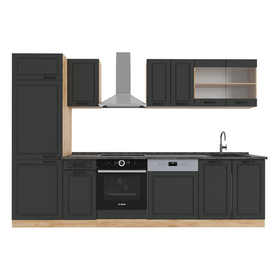 Vicco Cucina componibile Antracite casa di campagna/rovere dorato 300 cm , PL Antracite