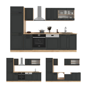 Vicco Cucina componibile Antracite casa di campagna/rovere dorato 300 cm , PL Antracite