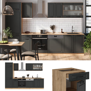 Vicco Cucina componibile Antracite casa di campagna/rovere dorato 300 cm , PL Antracite