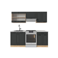 Vicco Cucina componibile Antracite casa di campagna/rovere dorato 200 cm , PL Marmo