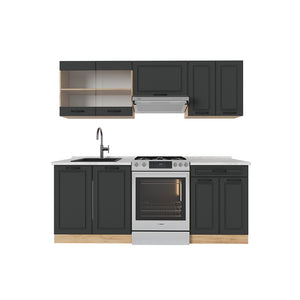 Vicco Cucina componibile Antracite casa di campagna/rovere dorato 200 cm , PL Marmo