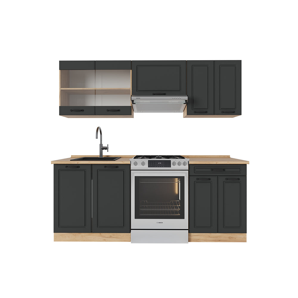 Vicco Cucina componibile Antracite casa di campagna/rovere dorato 200 cm , PL Rovere