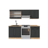 Vicco Cucina componibile Antracite casa di campagna/rovere dorato 200 cm , PL Rovere