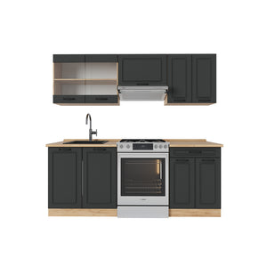 Vicco Cucina componibile Antracite casa di campagna/rovere dorato 200 cm , PL Rovere