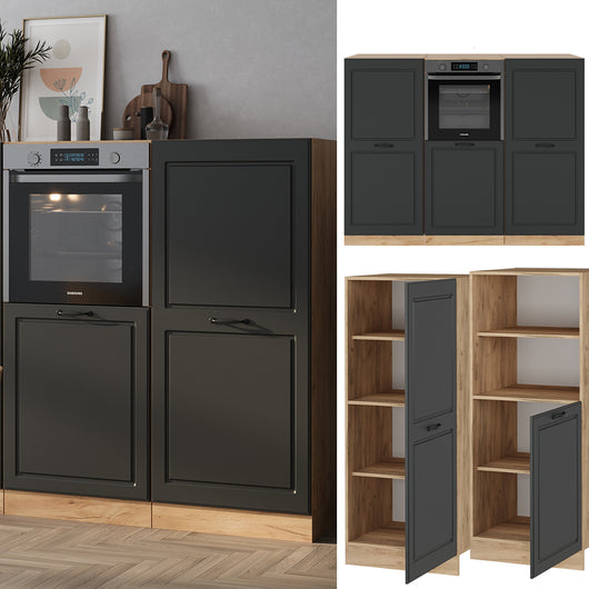 Vicco Cucine componibili piccole Antracite casa di campagna/rovere dorato 180 cm senza piano di lavoro