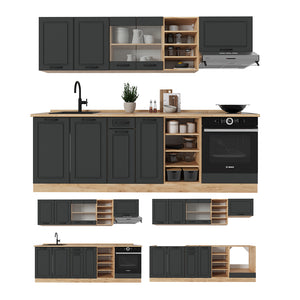 Vicco Cucina componibile Antracite casa di campagna/rovere dorato 240 cm , PL Antracite