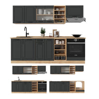 Vicco Cucina componibile Antracite casa di campagna/rovere dorato 240 cm , PL Marmo