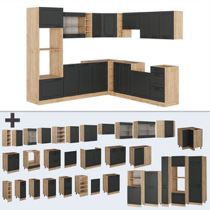 Vicco Cucina angolare completa Antracite casa di campagna/rovere dorato 237 x 247 cm , PL Antracite