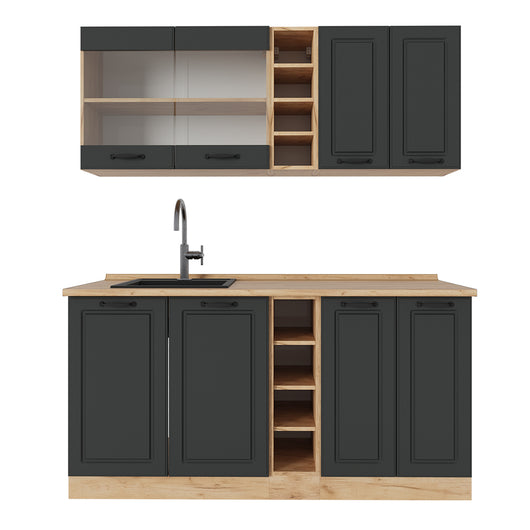 Vicco Cucina completa Antracite casa di campagna/rovere dorato 160 cm senza piano di lavoro