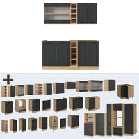 Vicco Cucina completa Antracite casa di campagna/rovere dorato 160 cm , PL Antracite