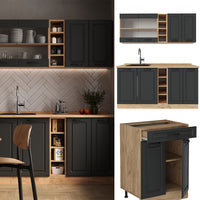 Vicco Cucina completa Antracite casa di campagna/rovere dorato 160 cm , PL Antracite