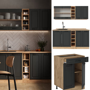 Vicco Cucina completa Antracite casa di campagna/rovere dorato 160 cm , PL Antracite