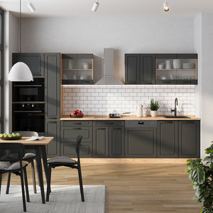 Vicco Cucina completa  Antracite casa di campagna/rovere dorato 350 cm , PL Rovere