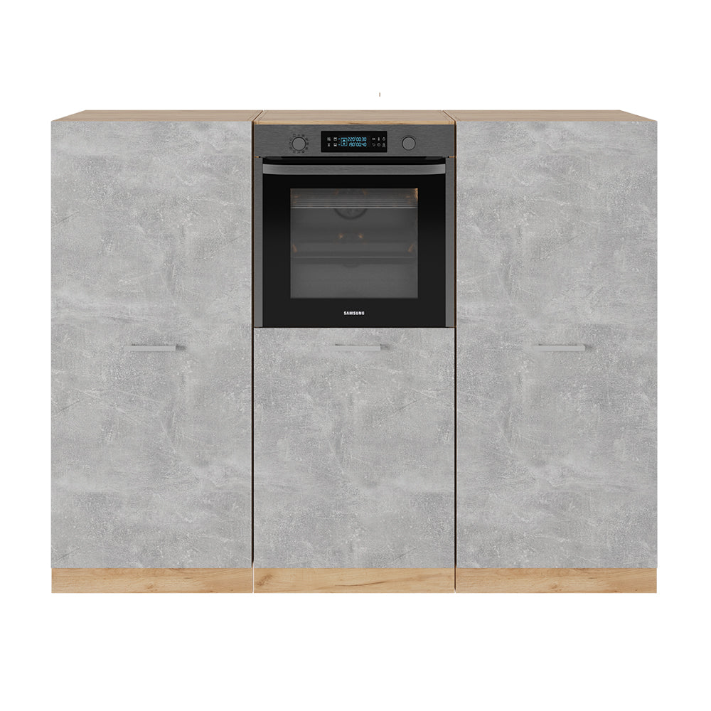 Vicco Cucine componibili piccole Calcestruzzo/quercia dorata 180 cm senza piano di lavoro