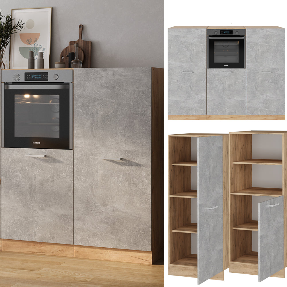 Vicco Cucine componibili piccole Calcestruzzo/quercia dorata 180 cm senza piano di lavoro