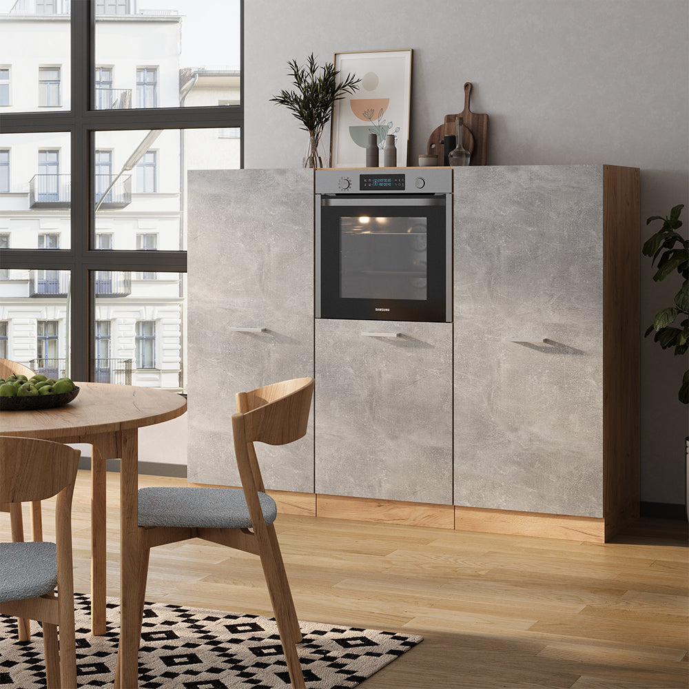 Vicco Cucine componibili piccole Calcestruzzo/quercia dorata 180 cm senza piano di lavoro